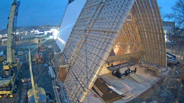 Historic image from the Cardboard Cathedral web cam